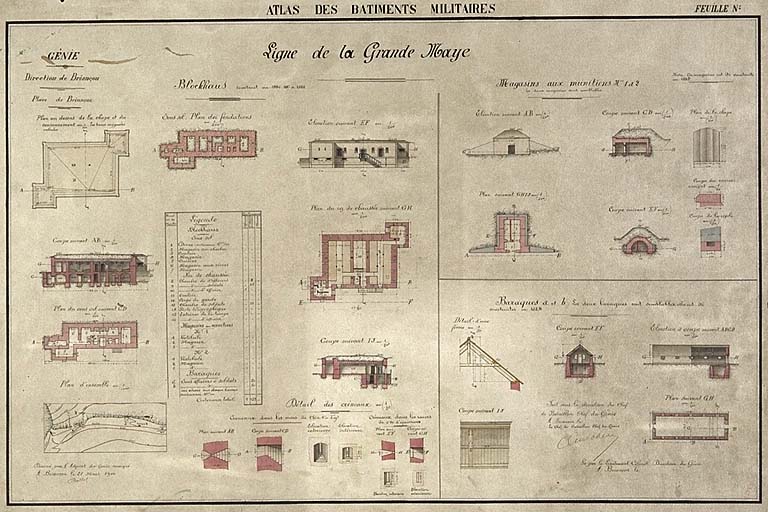 Ligne de la Grande Maye [plans, élévations, coupes] 1900.