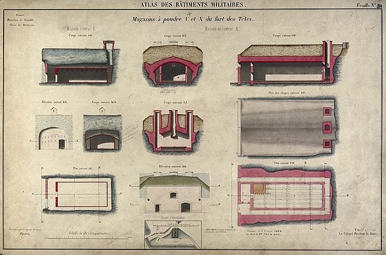 Magasins à poudre V et X du fort des Têtes. 19e