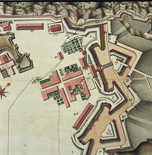 Plan de Montdauphin pour servir au projet de 1738 (détail).