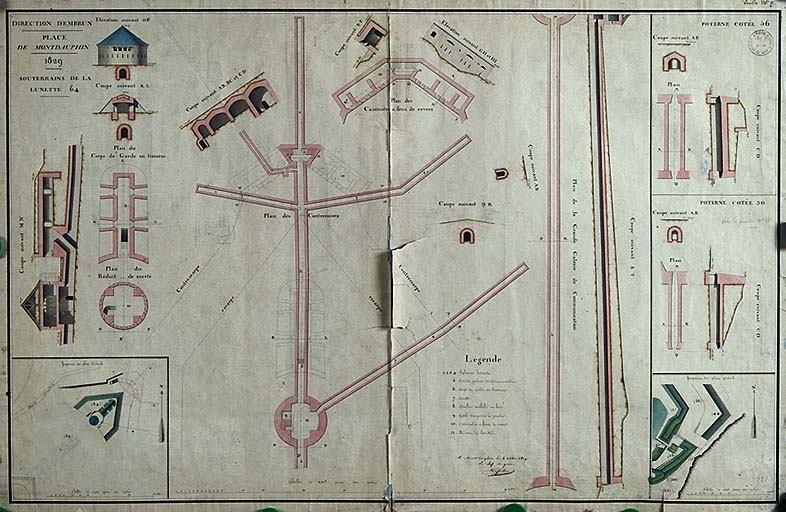 Place de Montdauphin. Souterrains de la lunette 64, poterne cotée 56, 1829.