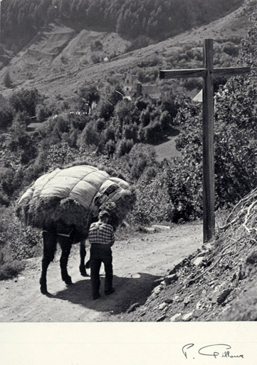 [Paysan portant une trousse de foin].