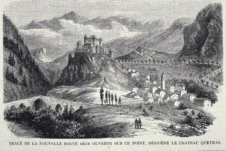 Tracé de la nouvelle route sur ce point, derrière le château Queyras.