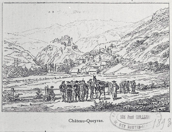 Château-Queyras, [avec groupe de chasseurs alpins au premier plan].