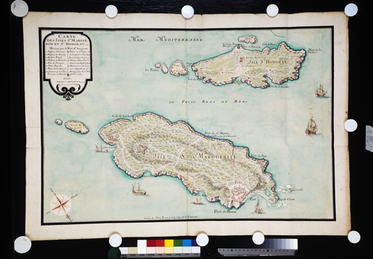 Carte des îles de Sainte-Marguerite et Saint-Honorat. 18e siècle.