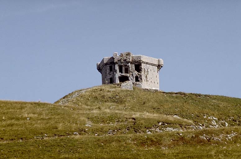 Vue au téléobjectif prise du sud-ouest sur le front de gorge.