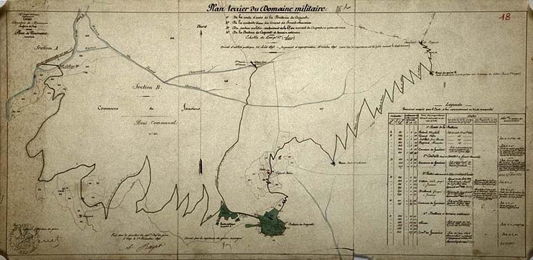 Plan terrier du domaine militaire. Place de Tournoux, 19e siècle.