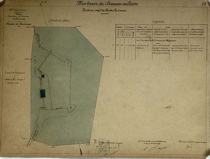 Plan terrier du domaine militaire. Batterie supérieure de Roche-la-Croix.