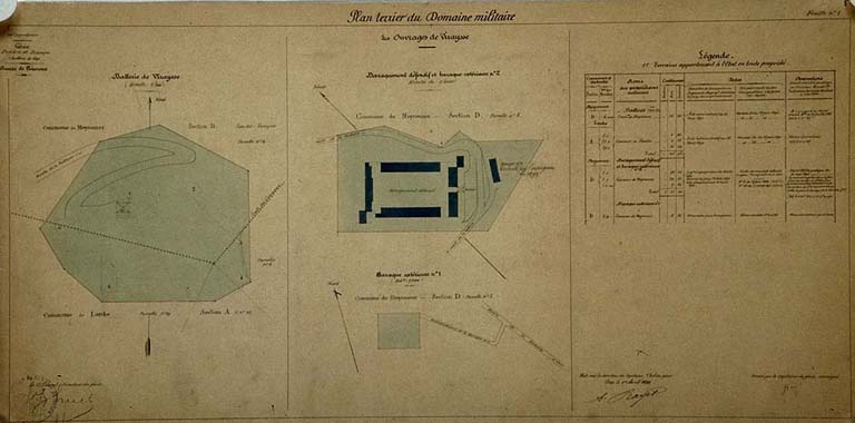 Plan terrier du domaine militaire. Les ouvrages de Viraysse. 1899