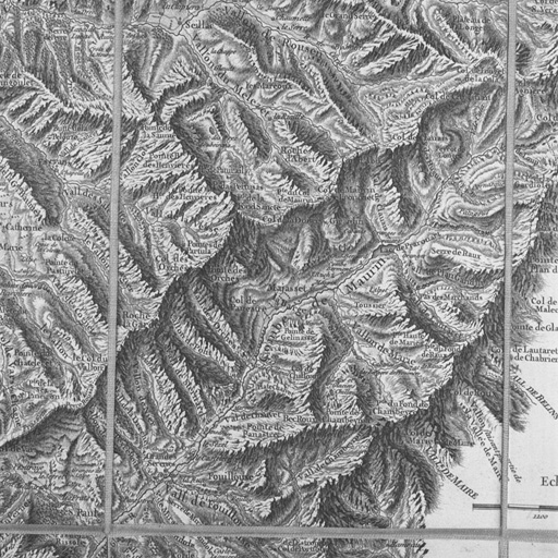 Carte géométrique du Haut Dauphiné, 1743 : Ceillac et l'Ubaye.