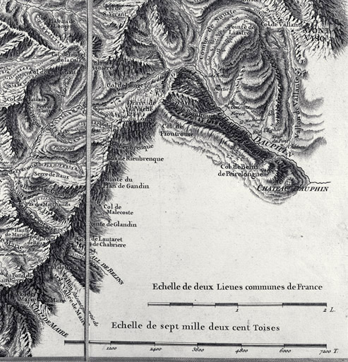 Carte géométrique du Haut Dauphiné : ancien escarton de Château-Dauphin.