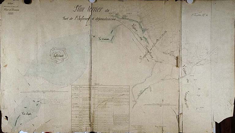 Plan terrier du fort de l'Infernet et dépendances, 1883.