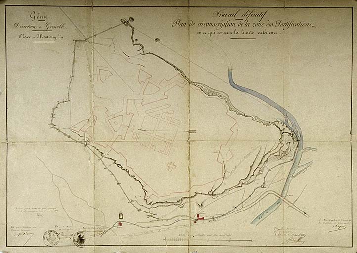 Génie. Direction d'Embrun. Place de Montdauphin. Travail définitif. Plan de circonscription de la zone de fortification.