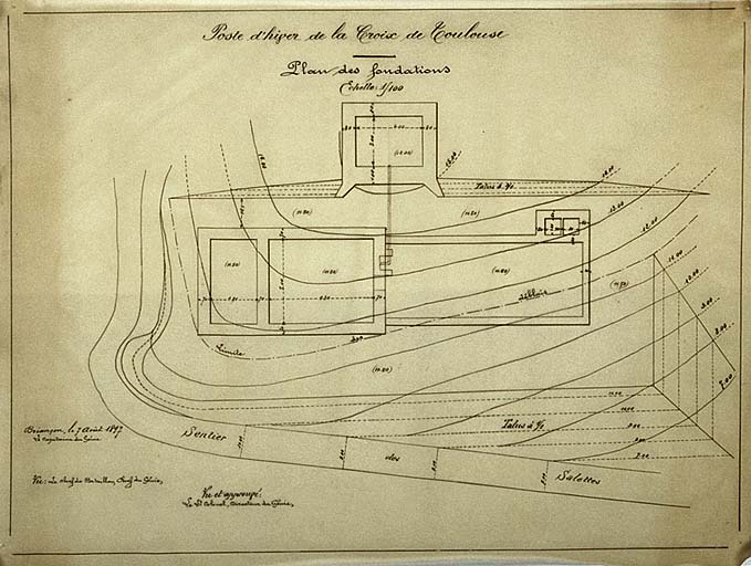 Poste d'hiver de la Croix de Toulouse. Plan des fondations, 1897
