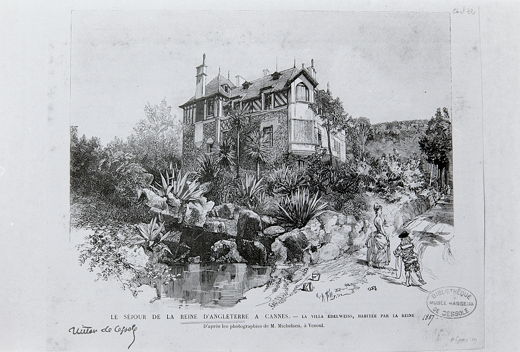 Le séjour de la reine d'Angleterre à Cannes - La villa Edelweiss, habitée par la reine. D'après les photographies de M. Michelsen, à Vesoul, [entre 1887 et 1898].