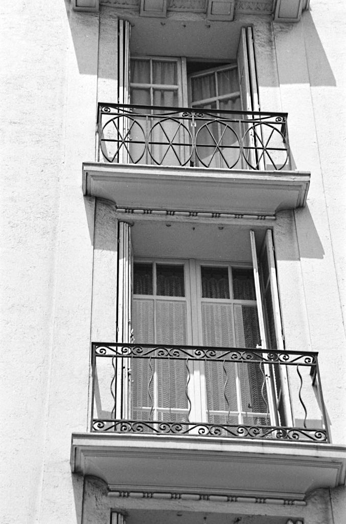 Façade sud. Aile gauche. Fenêtres des 3e et 4e niveaux.