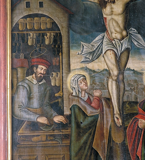 Saint Crépin et la Vierge, détail.