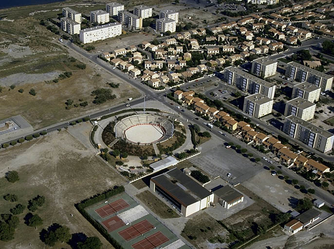 Vue aérienne des arènes.