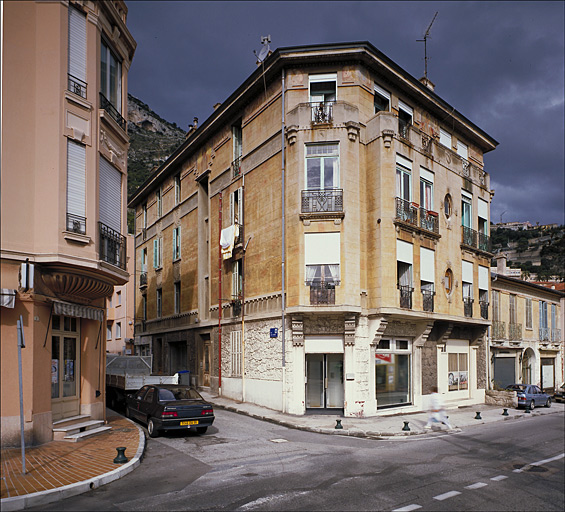 Vue d'ensemble des façades ouest et sud, depuis l'ouest.