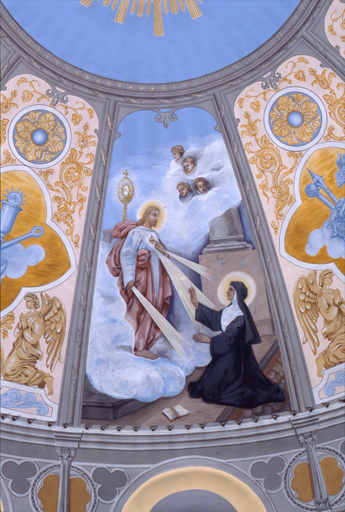 Détail du cul-de-four : Apparition du Sacré-Coeur à Marguerite-Marie Alacoque.