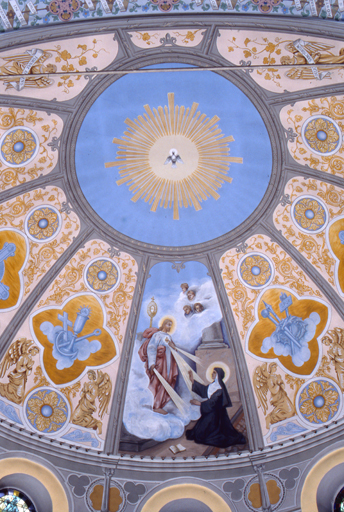 Détail du cul-de-four : Apparition du Sacré-Coeur à Marguerite-Marie Alacoque, vue élargie.