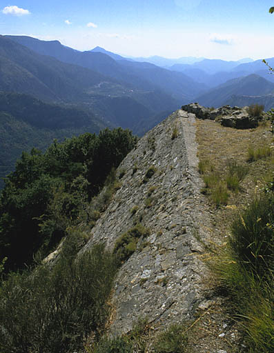 Vue sur la Roya prise des dessus vers le sud.