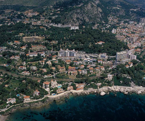 Vue aérienne du quartier Cap-d'Ail-Ouest depuis le sud.