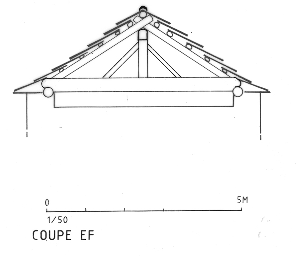 Coupe EF sur la charpente.