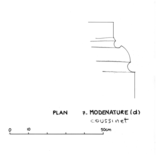 Modénature (a) : coussinet.