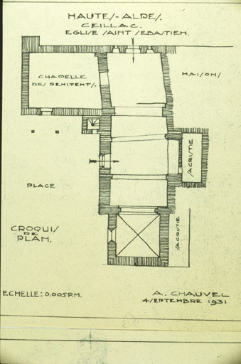 Eglise Saint-Sébastien. Croquis de plan.