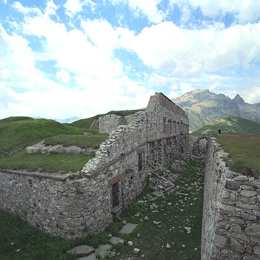 Front de gorge (nord) du fort, et fossés vus de l'angle nord-est.