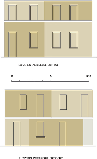 Elévations antérieure et postérieure.