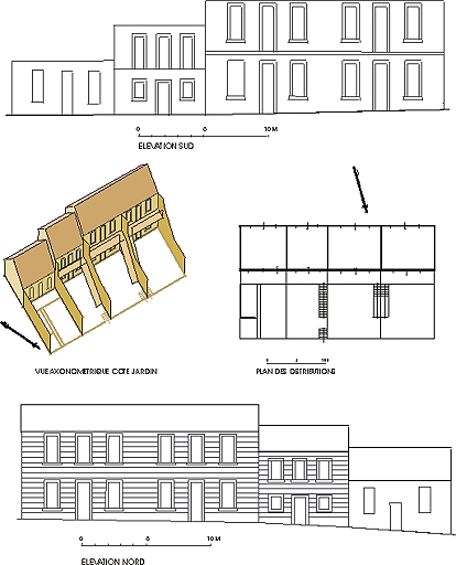 Série de trois maisons, du sous-lotissement Mariaud
