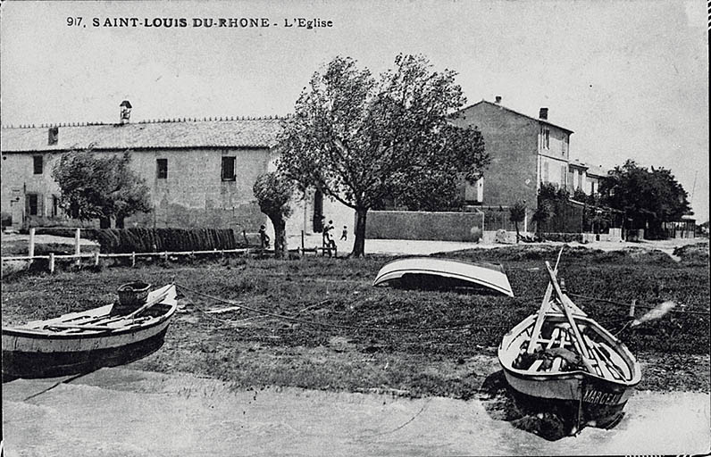 Vue de l'ancienne chapelle Saint-Louis située prés du Rhône, datée des années 1860.