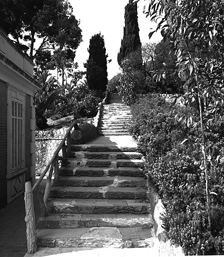 Escalier situé à l'entrée du parc.