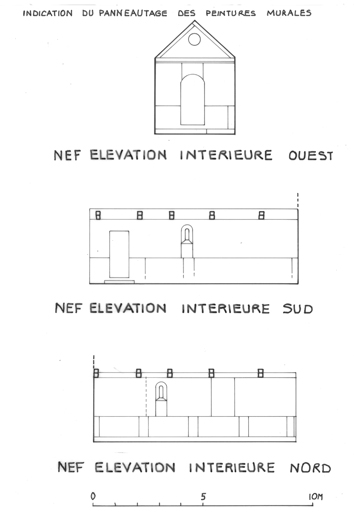 Peintures murales : nef, élévation du panneautage.