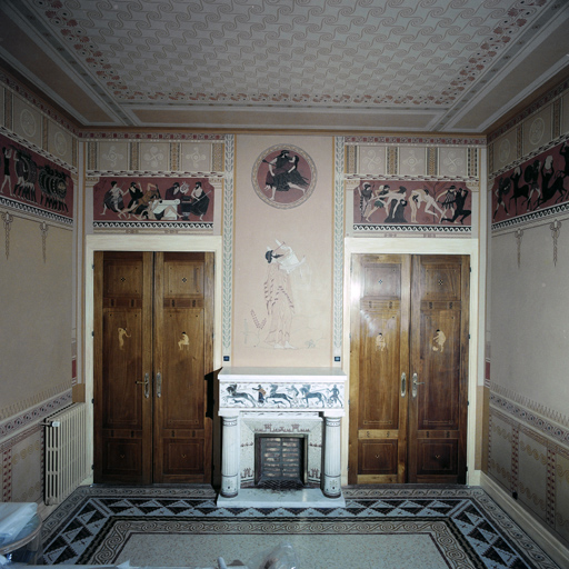 Décor peint situé sur le mur est de l'ancienne bibliothèque (aprés restaurations) .