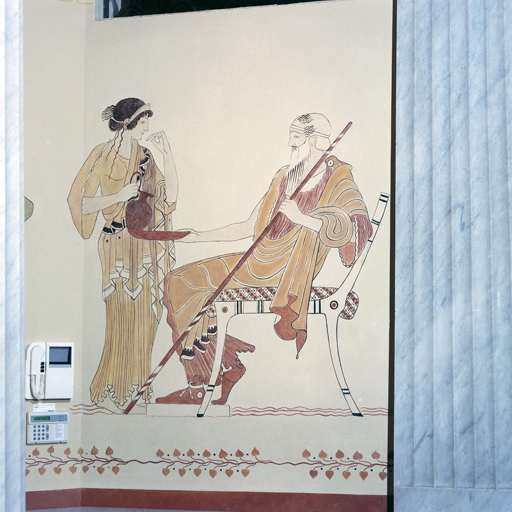 Panneau peint situé à l'ouest de la porte d'entrée, dans l'ancien vestibule (aprés restauration).
