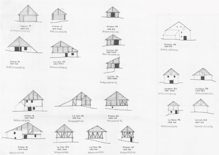Habitat temporaire. Typologie des pignons. 