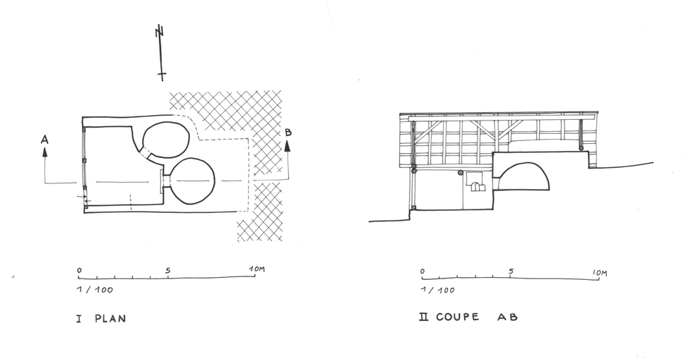 Plan et coupe AB. ; Plan et coupe AB.