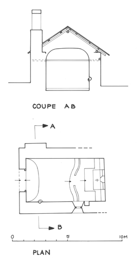 Plan et coupe transversale AB .