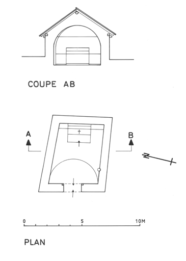 Plan et coupe transversale AB .