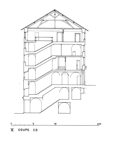 Coupe transversale sur l'escalier CD.