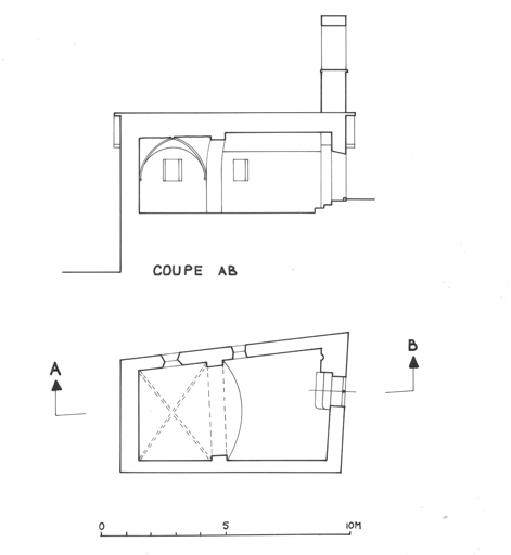 Plan et coupe AB