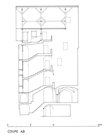 Coupe sur l'escalier AB.