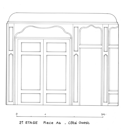 Lambris. 2° étage piéce Ab côté ouest.