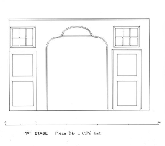 Lambris. 1er étage piéce Bb côté est.