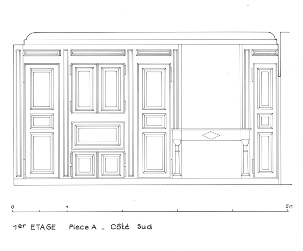 Lambris. 1er étage piéce A côté sud.