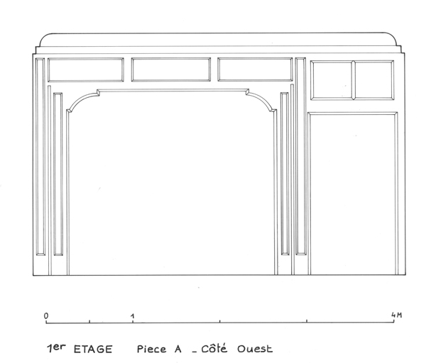 Lambris. 1er étage piéce A côté ouest.