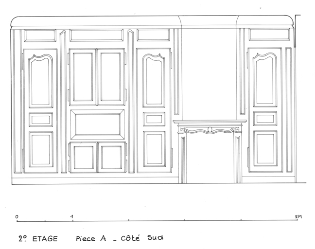 Lambris. 2° étage piéce A côté sud.