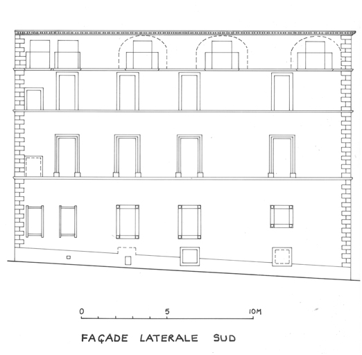 Elévation de la façade laterale sud.